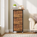 3 Drawer File Cabinet, Vertical Filing Cabinet with Wheels, Printer Stand with File Cabinet, Adjustable Hanging Rods, fits A4/Letter Size, for Home Office, Rustic Brown and Black FCHR5901