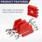 PATIKIL 46pcs Magnetic Wrench Organizer for Tool Box, Magnetic Modular Wrench Organizer Holder Toolbox Universally for 46 Tools Drawer Chest Ratcheting Offset Wrenches, Red
