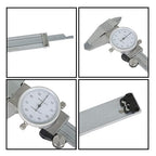 Stainless Steel 6-Inch Dial Caliper - Measuring Range 0-6 Inch for Internal and External Dimensions and Depth - Easy to Use Tool With Suitcase