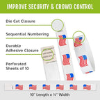 500 WristCo Wavy Flag Tyvek Wristbands for Events – Security Cuts & Tamper-Proof Design to Prevent Reuse – Premium-Grade Bracelets for Hospital & Medical ID, Party & VIP Identification