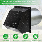 3 Inch Dryer Vent Cover Wall Vent Hood with Screen and Damper,Outdoor Dryer Vent Covers Outside Exhaust Vent Cover for Duct Air Ventilation,Wall Mount Extractor Vent Cap,Galvanized Steel,Black