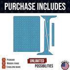 Torched Pegboard Display Stand for Jewelry, Craft Shows, Selling, Vendor Events, Tools, Peg Board Accessories Rack Organizer, XL 11.75" L x 4.3" W x 15.75" H, Blue