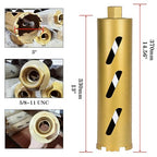 3" Dry Core Drill Bits for Cured Concrete with Rebar Brick Blonck Masonry etc 12.2in/310mm Drilling Depth，10mm Diamond Segment Height，2 Adapters
