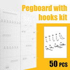 Peg Board, 8 Pack Metal Pegboard Panels White Pegboards Wall Organizer with Bent Frame Heavy Duty Peg Board for Walls Home, Garage Tool Storage, Office Organization, Craft Room, Kitchen