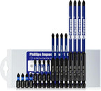 Phillips Impact Driver Bits, #1 Phillips Head Magnetic Screwdriver Bits Set, 1"-6“ S2 Alloy Steel Impact Bits, 1/4" Hex Shank Screwdriver Drill Bit, CNC Machined ph1 Impact Drill Bits,16 Pack