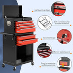 8-Drawer High Capacity Rolling Tool Chest with Wheels, Big Tool Storage Removable Tool Box Combo, Tool Storage Cabinet with Lockable Drawers, Toolbox for Workshop (Black&Red)