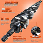Four Spiral Flute Step Drill Bit for Metal,M35 Cobalt Unibit Step Drill Bit Set 3/16" - 7/8"(12 Sizes),Wear-Resistant AlTiN Coated,1/4" Hex Shank for Metal, Stainless Steel, Aluminum, Plastic