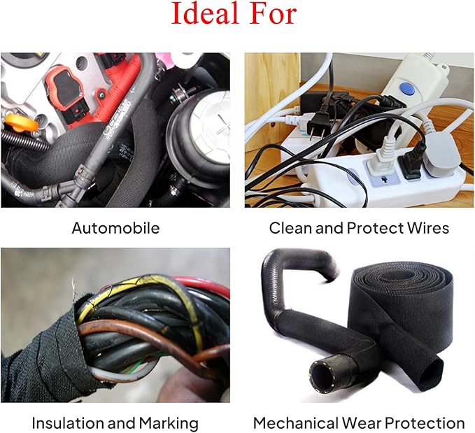 2 in 1 Heat Shrink Braided Sleeving Fabric Tubing-Perfectly fit Irregular Shape Hose/Cable/Wire (3/4"(19mm), 22FT)