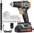 COMOWARE 20V Cordless Drill, Brushless Power Drill Set with 1.5Ah Li-ion Battery & Fast Charger, 23+1 Clutch 1/2" Keyless Chuck Max 38 N.m, Dual Speed Electric Drill Driver Accessories