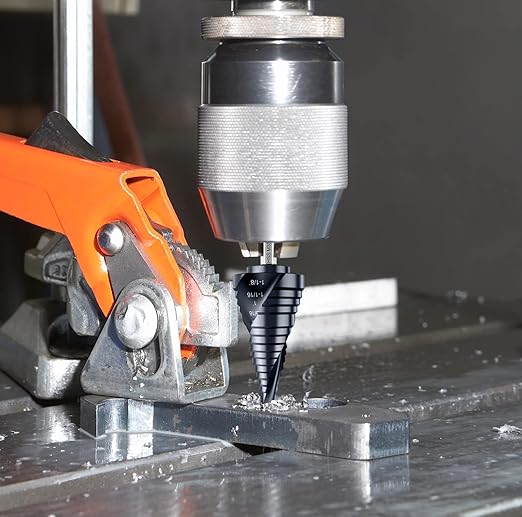 Spiral Flute Cobalt Step Drill Bit M35,Hex Shank Unibit for Metal, Stainless Steel (1/4"-1-1/8")
