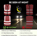 TICONN Reflective Safety Vest High Visibility Class II Mesh Vest for Women & Men Meets ANSI Standards