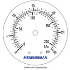 MEASUREMAN 2" Brass Gas Pressure Test Gauge Assembly, 3/4" FNPT Connection, 0-30 psi/kpa, +/-3-2-3% Accuracy