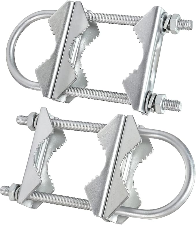 Double Antenna Mast Clamp V Jaw Block with U Bolts, Heavy Duty Mast to Mast Mount Bracket Kit for Outdoor Antenna 2 Sets