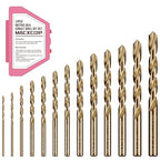 Metric 13Pcs M35 Cobalt Drill Bit Set, 1.5mm-6.5mm HSS Cobalt Jobber Drill Bits, for Hardened Metals, Stainless Steel, Cast Iron and Wooden Plastics, with Plastic Index Storage Box