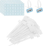 PATIKIL 4inch Zip Ties, 200pcs Cable Ties Tags Nylon Wire Marking Label Self Locking Plastic Straps Write on with Label Tags Paper for Organization Cord Network Ethernet Marking, White