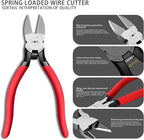 2 Pack Wire Cutters,6.5 Inch Flush Cutters,Wire Cutters heavy Duty,Spring Loaded Cutting Pliers,Side Cutters (Red&Grey)