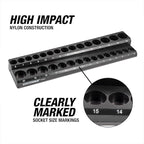 OEMTOOLS 22487 3 Piece Metric Magnetic Socket Organizers for Toolboxes, Socket Holder, Black Tool Box Organizer