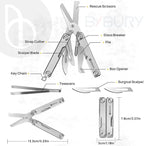 BIBURY Mini Multitool BI2052A, 8 in 1 Keychain EDC Scissors w/Window Breaker, Seat Belt Cutter, Bottle Opener for Outdoor Survival, Mini Multi Tool Cool Gadget TSA Approved, Gifts for Men and Women