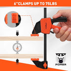 HORUSDY 6" Mini Bar Clamps for Woodworking - 2 Pack Quick Clamps F Clamp with 75 LBS Load Limit