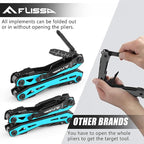 FLISSA 16-in-1 Multi Tool Pliers, Gift for Dad, Stainless Steel EDC Multitool with Pocket Knife, Belt Clip and Oxford Pouch, Self-locking Multipurpose Utility Multi-Tool for Camping Survival Outdoor