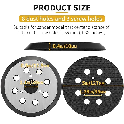 5" 8 Hole Hook & Loop Metal Orbital Sander Replacement Pads Compatible with Makita Sander BO5010 BO5030K BO5031K BO5041K, 4 Pack