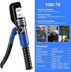Solsop Hydraulic Crimping Tool 10 Ton with 9 Hex-Dies, 12–2/0 AWG Battery Cable Crimper with Cable Cutter for Copper, Aluminum Cable Lugs