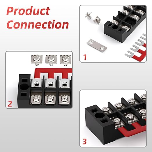 APIELE 25A Screw Terminal Block Covered 8/10/12 Position Dual Row 600V Pre-Insulated Terminal Barrier Strip (6PCS 25A 8P/10P/12P+6PCS Wiring Strips)