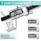 Kynup Digital Caliper, Caliper Measuring Tool, Micrometer Dial Vernier Caliper Digital, Full Turn Off, Stainless Steel, Switch from Inch Metric Fraction, Black(6Inch/150MM)
