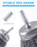 Rocaris 21-Pack Carbon Steel Wire Wheel, Cup, Pen Brush Set with 1/4-Inch Round Shank for Rust Removal, Corrosion and Scrub Surfaces