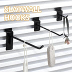 Slatwall Hooks Assortment Kit, 60 Pcs 6" Black Metal Display Hooks for Slat Wall Panels, Garage Storage, Pegboard, Gridwall, Retail Store Organization Accessories