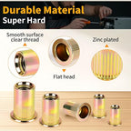 Metric Rivet Nut Assortment Kit, 200Pcs Carbon Steel SAE Rivet Nut, M3 M4 M5 M6 M8 UNC Flat Head Rivnut Set, Threaded Insertion Nut Sets for Automotive, Mechanical and Other Equipment