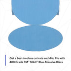 3M Stikit Blue Abrasive Disc Roll, 36211, No Hole, 6 in, 400+ Grade, Pack of 100, Automotive Sanding Discs for Coating Removal, Body Repair, Auto Sanding, Primer Sanding