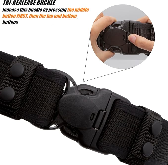 Duty Belt w/ 4 Keepers 2" Nylon Stiff Utility Belt Police Law Enforcement Security Work Patrol Gear Carrier L