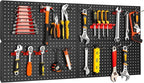 4Pcs Metal Pegboard Panels for Wall，Peg Boards for Garage Tools Pegboard Storage Organizer for Workbench, Shop，Bathroom，Office and Gaming Setup With Customizable Hanging Solutions (Black, 24" x 12")