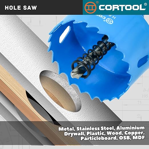 2-1/4 Inch Hole Saw with Arbor for Metal and Wood Cutting, Bi-Metal Hole Cutter, 2-1/4" Hole Saw Kit for Drywall, Wood, PVC Boards, Fiberglass and Vent Pipes