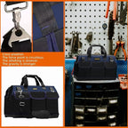 22in Heavy Duty Bottom Tools Bag With Wide Mouth For Tool Storage, Carrier and Organizer, Tote Bag for Men/Women, Wide Mouth Tool Bags With Inside Pockets (22 Inch)