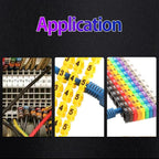 WALFRONT Digital Tube Wire 0-9 Number Coded Clip On Plastic Cable Label Tube Colorful Cable Marker C Shape Suitable Multi-Type Cable (150Pcs 1.5mm²)