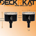 2-1/8 Inch Diamond Hole-Saw Bits with Pilot Drill Bit-2pc 2-1/8" Diamond Tipped Tile Hole Saws with Guiding Bit Accurate Drilling for Porcelain Tile Ceramic Pottery Granite Stone Glass Bottles 55mm.