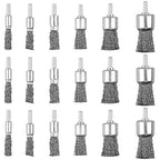 18 Pack Wire End Brush Set, Wire Brush for Drill ,6 Sizes 0.012"Crimped Wire Wheel for Drill 1/4 Inch Shank, for Drill Attachment