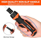 Valuemax Ratcheting Screwdriver, 9-In-1 Multi Screwdriver, Portable Ratchet Screwdriver Set, Adjustable Length, High-Strength Bits, Phillips, Slotted, Torx, Hex, Nut Driver