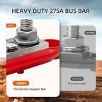 Bus Bar 12V 275A Power Distribution Block 2 x 3/8" (M10) Terminal Studs and 10 x #10 Screws Terminals Positive and Ground Battery BusBar