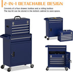 5-Drawer Rolling Tool Chest,Garage Storage Tool Box with Wheels,Lockable and Detachable Tool Cabinet,Heavy Duty Metal Tool Cart with Wheels for Garage,Warehouse,Workshop (Blue)