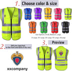Custom Safety Vest with Logo for Men Women Personalized Class 2 High Visibility Reflective Vests with Pockets Zipper(S-5XL)