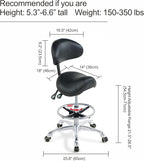 Grace&Grace Ergonomic Rolling Saddle Stool Chair with Wheels Adjustable Swivel Stool with Back and Footrest Heavy Duty for Esthetician, Artist, Dental, Medical, Spa, Salon, Cutting, Home Office