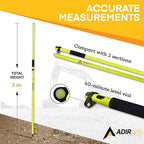 AdirPro Aluminum GPS Rover Rod – 2m 2-Piece Design GPS Pole for Land Surveying & Engineering – RTK GPS/GNSS Accessory – Includes Level Vial & Carrying Case (Fluorescent Yellow)
