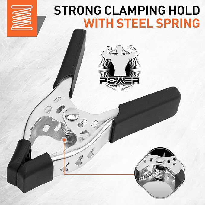 HORUSDY 6-Piece 6" inch Spring Clamp, Heavy Duty Spring Metal Spring Clamps, 2.5"-inch Jaw opening (6-Piece)