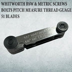 ASSORTS British Whitworth BSW & Metric Screws Bolts Pitch Measure Thread Guage 51 Blades