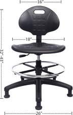 Chair Master (Medium Bench Stool, Glides Easy to Clean! Ergonomic Polyurethane Stool. Seat Height Range 18"-26". Adjustable Footring. for Home Office Lab Workstation