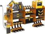 Power Tool Organizer with Charging Station Wall Mount, 3 Layer Expanded Heavy Duty Garage Organization, 45.5 Inch Length Garage Tool Storage, 8 Drills, 2 Assemble Method, Yellow