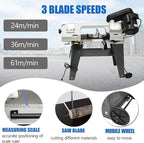TECHTONGDA 1/2HP Metal Band Saw 420W Horizontal/Vertical Bandsaw, 110V Portable Cutting Machine, 3-Speed Blade, Vise Tilting 0-45º for Metal Wood Plastic